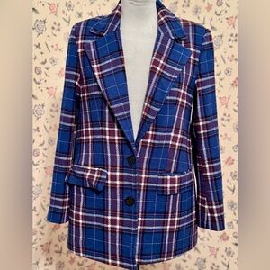 Plaid Blue Women's Jacket